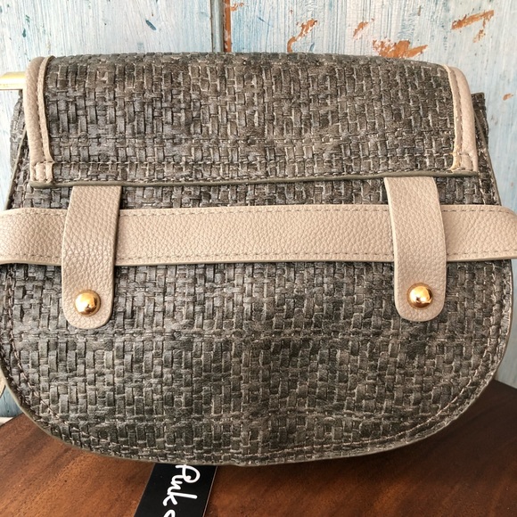 Pink Haley mini crossbody classy gray & tan bag perfect year round & for travel - Picture 6 of 9